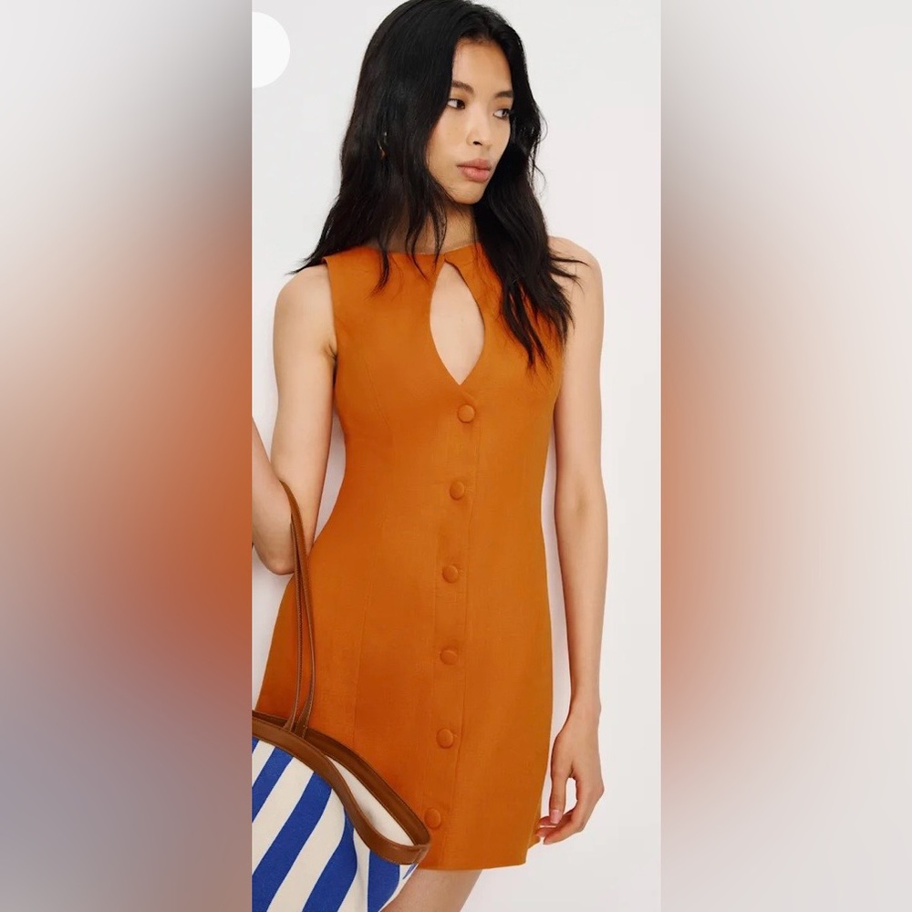 Reformation Pola Linen Dress Orange - Size 4